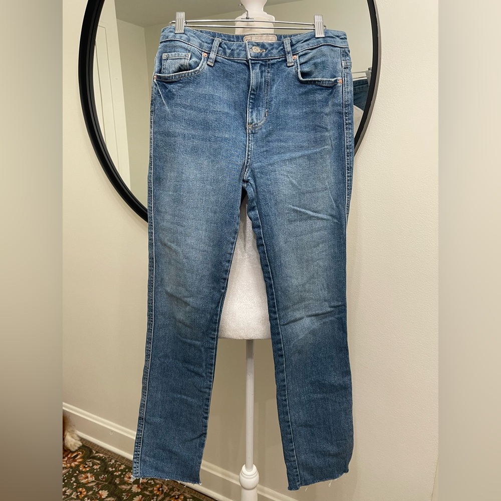 Free People High Rise Stretch Raw Hem Jean